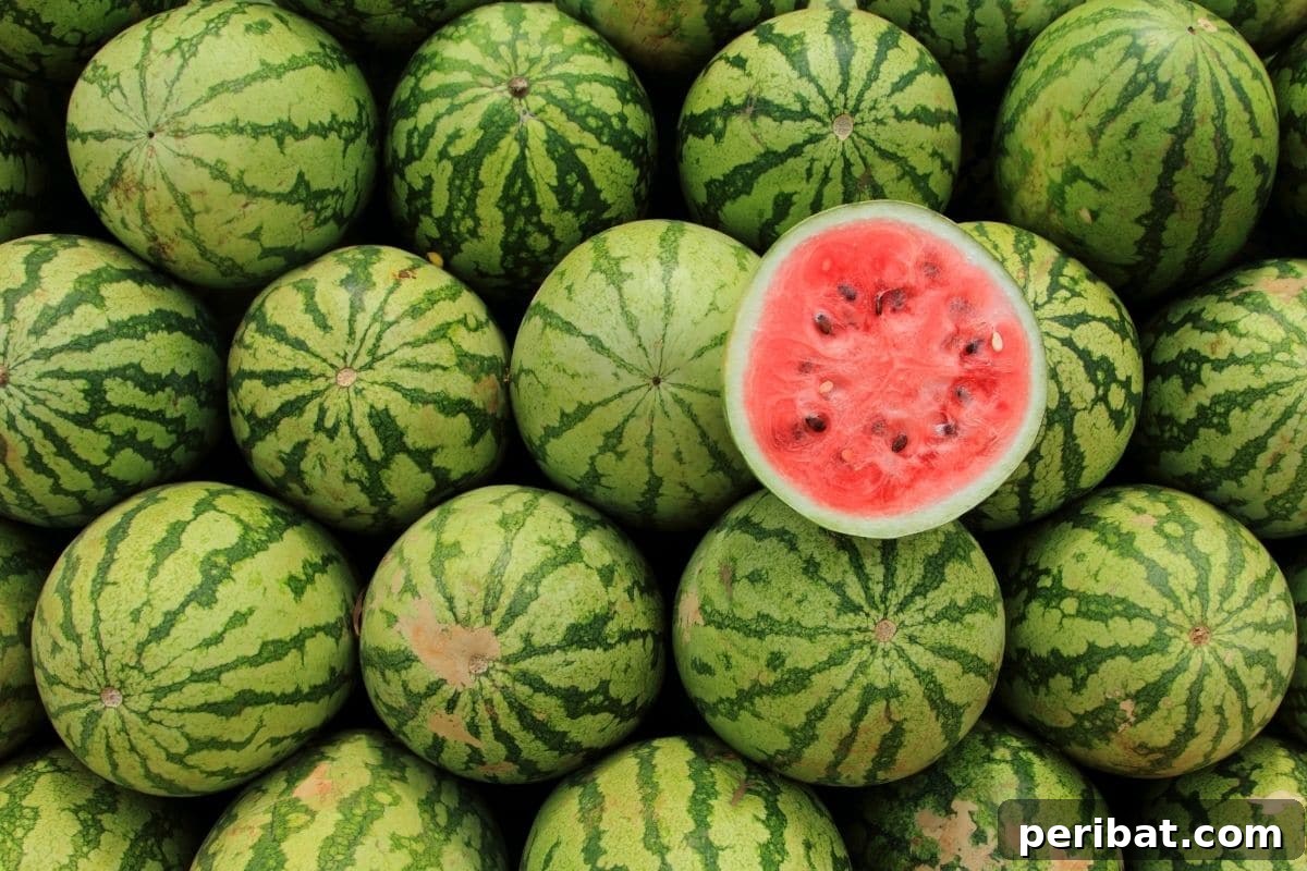 watermelon in the market with sliced display 