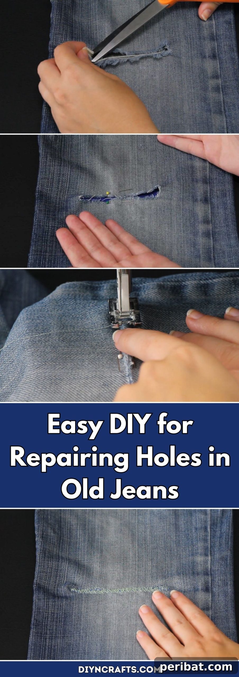 Revive Your Jeans: Quick Hole Repairs 2 Easy DIY for Repairing Holes in Old Jeans pinterest image