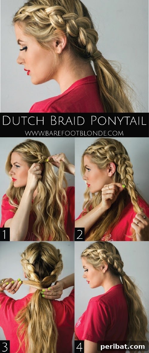 Create a stunning voluminous Dutch braid ponytail, even for thinner hair