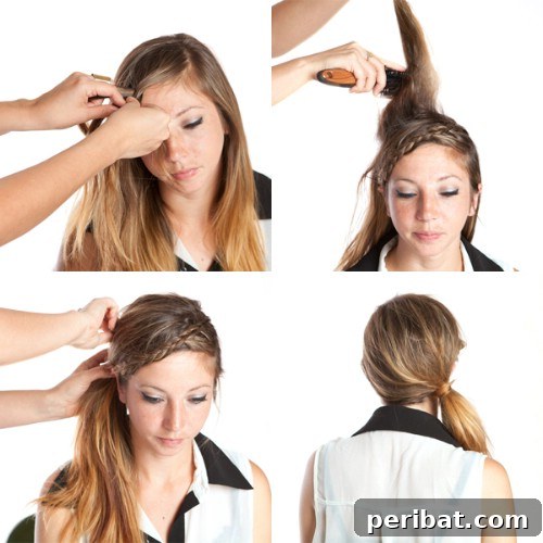 Combine a French braid with a side ponytail for a youthful and elegant style