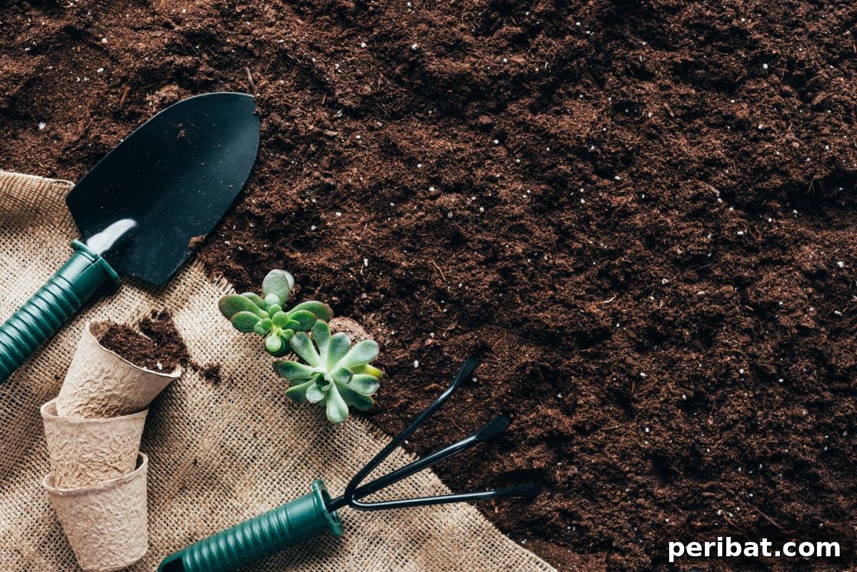 Unlock Your Pallet Garden's Potential: 11 Essential Hacks 9 gardening tools, flower pots and green plants on sackcloth on soil