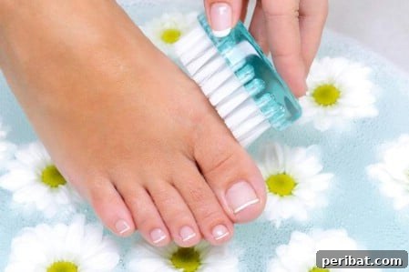 Exfoliating dry, flaky feet with a homemade Epsom salt scrub