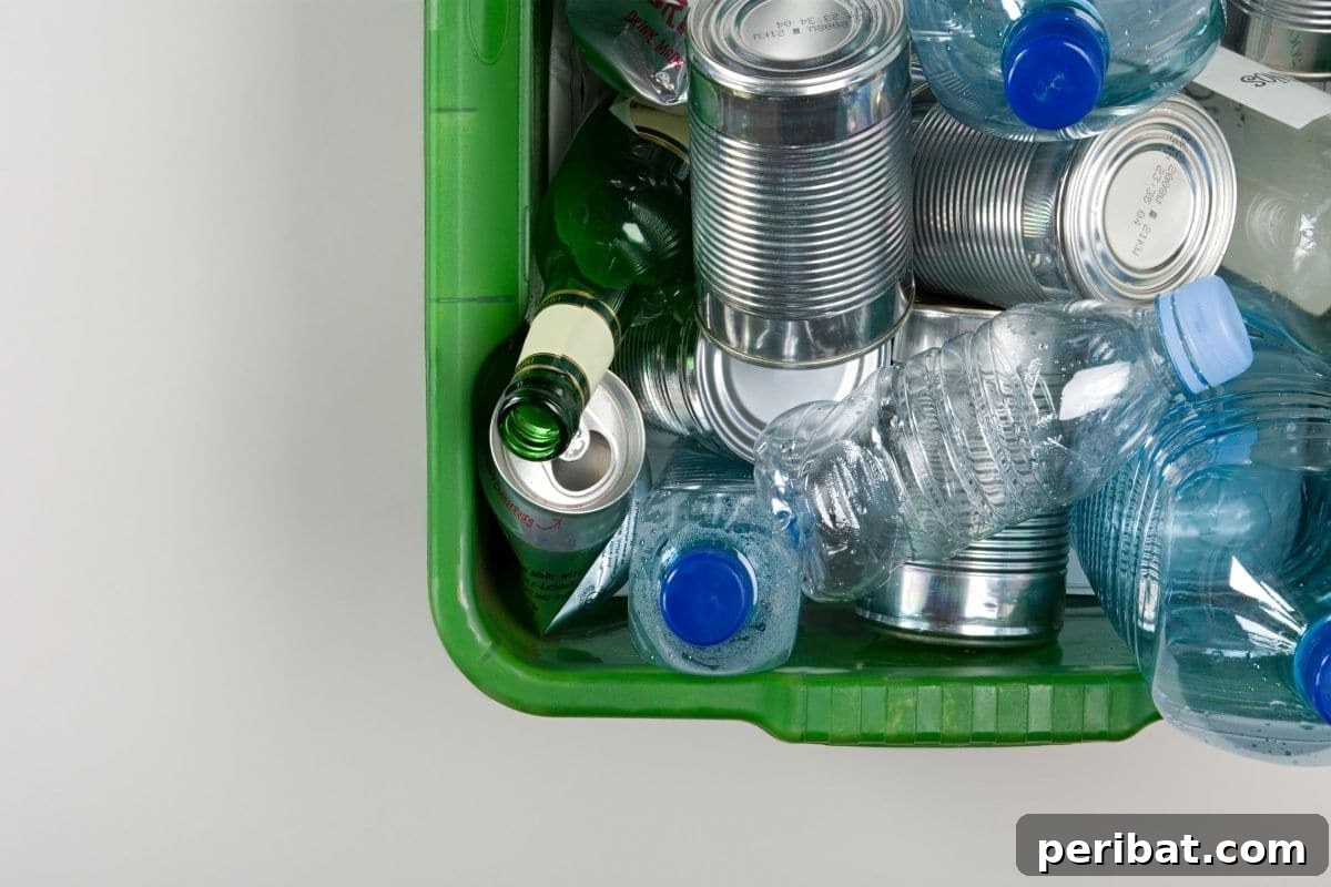recyclable plastics in a bin 