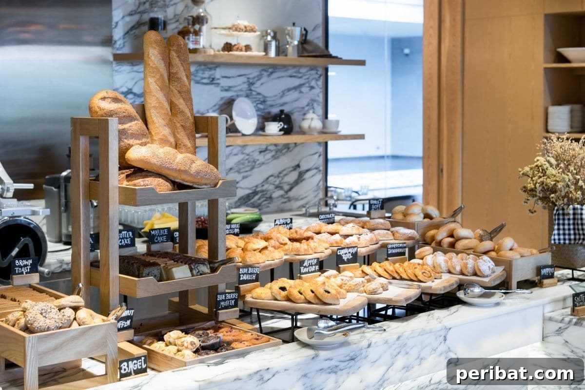 bakery with fresh baked bread, cakes and pastries