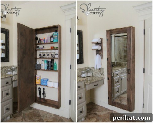Rustic Bathroom Cabinet with Full-Length Mirror