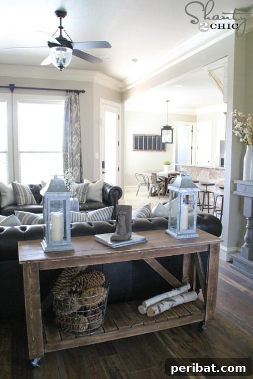 Easy DIY Rustic Console Table with Storage