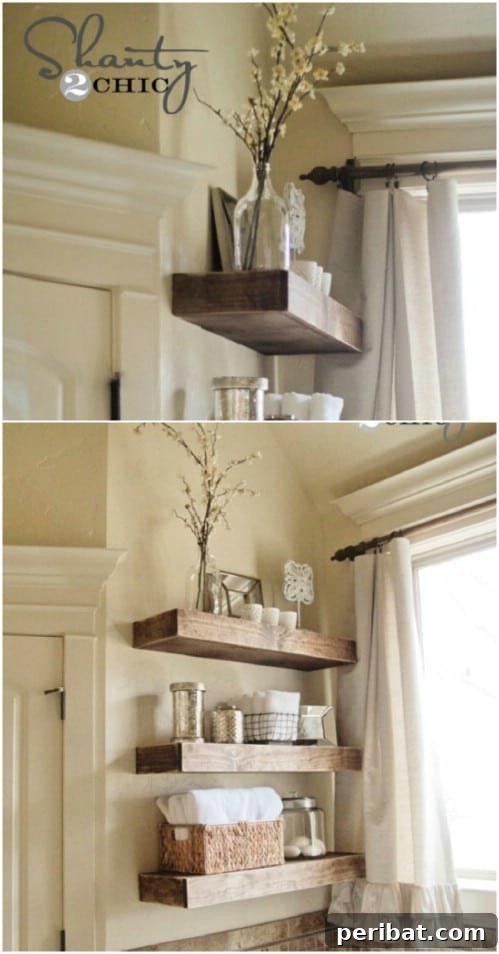 DIY Thick Floating Rustic Shelves