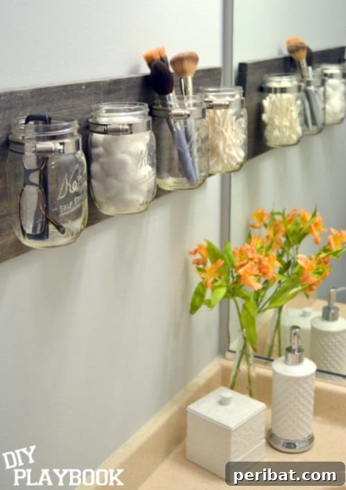 DIY Wall-Mounted Mason Jar Organizer