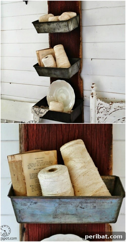 Repurposed Bread Tin Wall Bins on Barn Wood