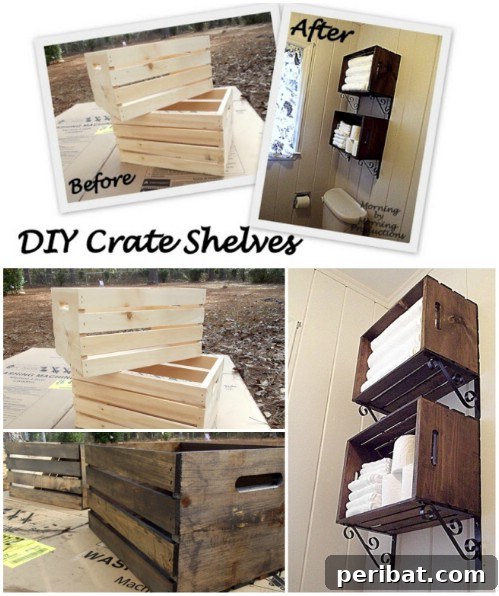 Rustic Crate Wall Shelving Unit