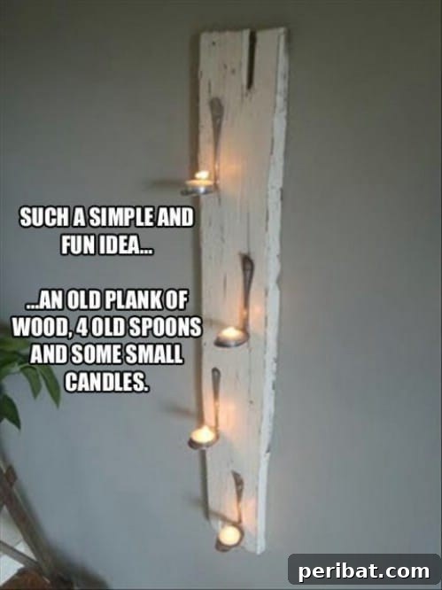 Rustic Light Fixture with Spoons and Tea Lights