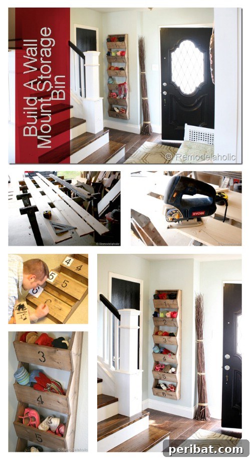 DIY Angled Rustic Wall Storage Bins