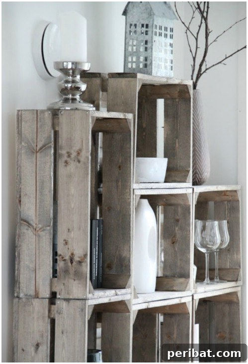 Stacked Rustic Crate Shelves