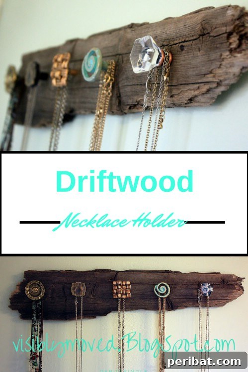 Driftwood Necklace Holder with Unique Knobs