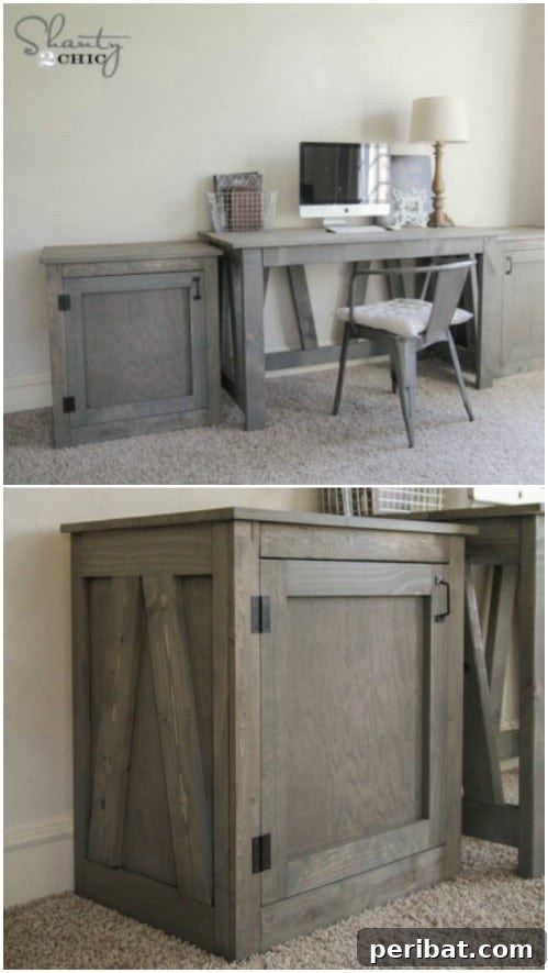 DIY Rustic Desk or Nightstand with Storage
