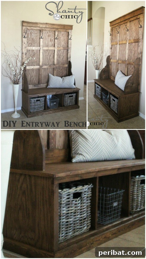 Rustic Hall Tree Bench with Storage