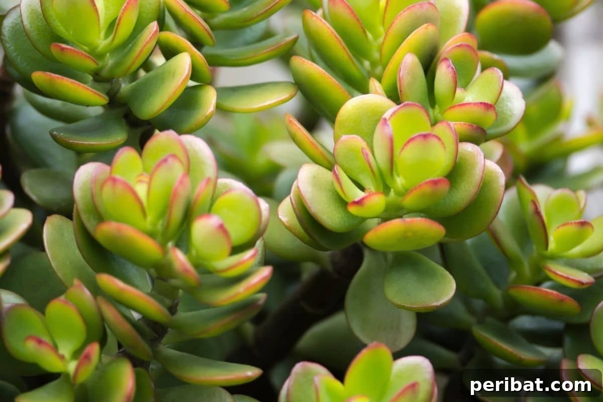 bunch of jade succulent growing indoors