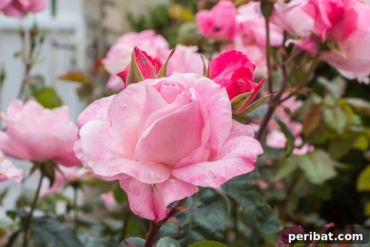 21 Flowers Your Vegetable Garden Needs to Thrive 3 Pink beautiful roses in the garden