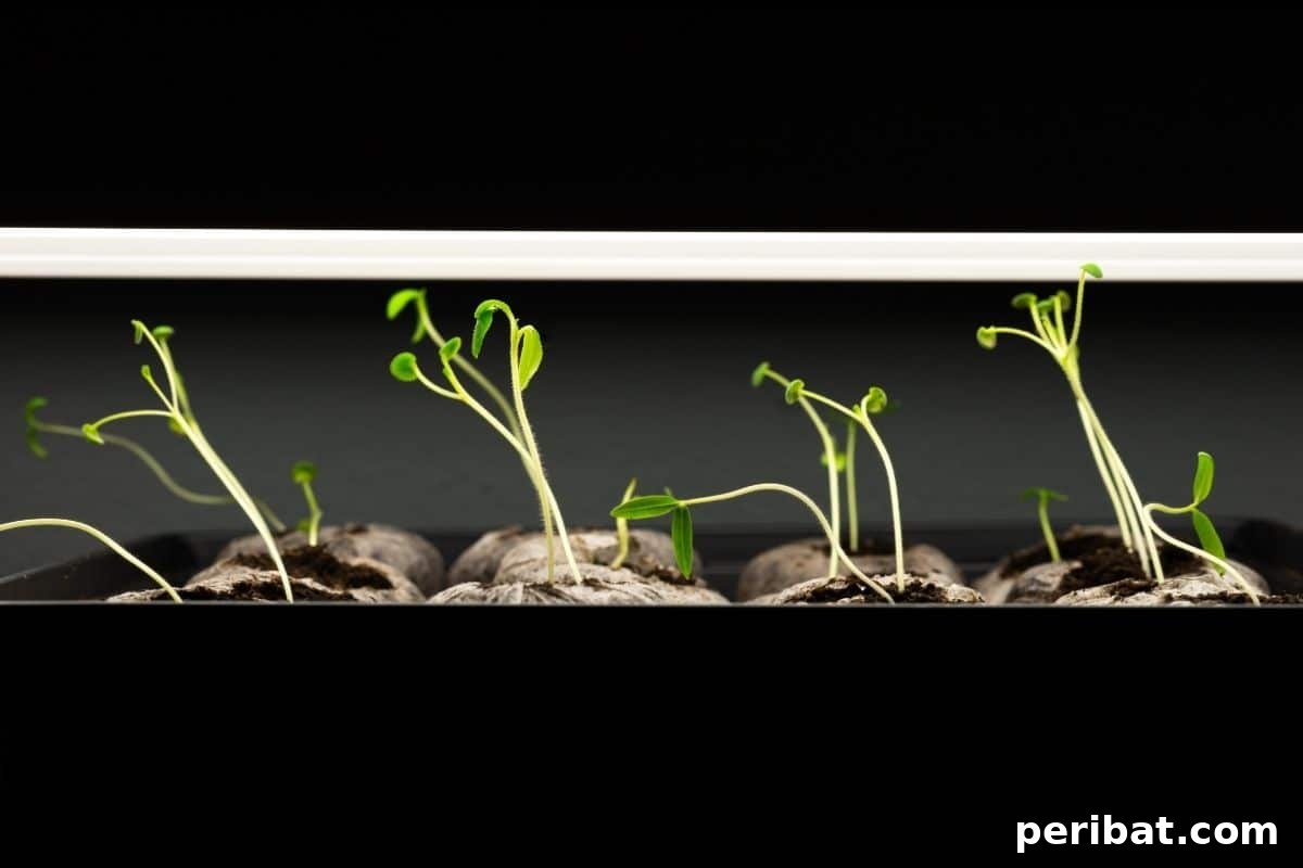 From Seed to Sprout: 20 Pitfalls to Avoid 19 young sprouts growing under grow light indoors