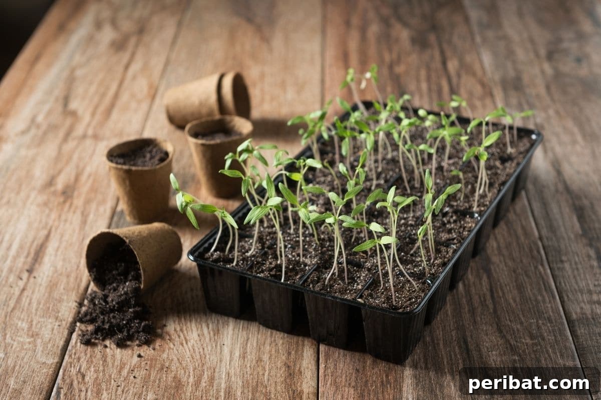 From Seed to Sprout: 20 Pitfalls to Avoid 6 growing seedlings in a container with biodegradable pots beside, indoors