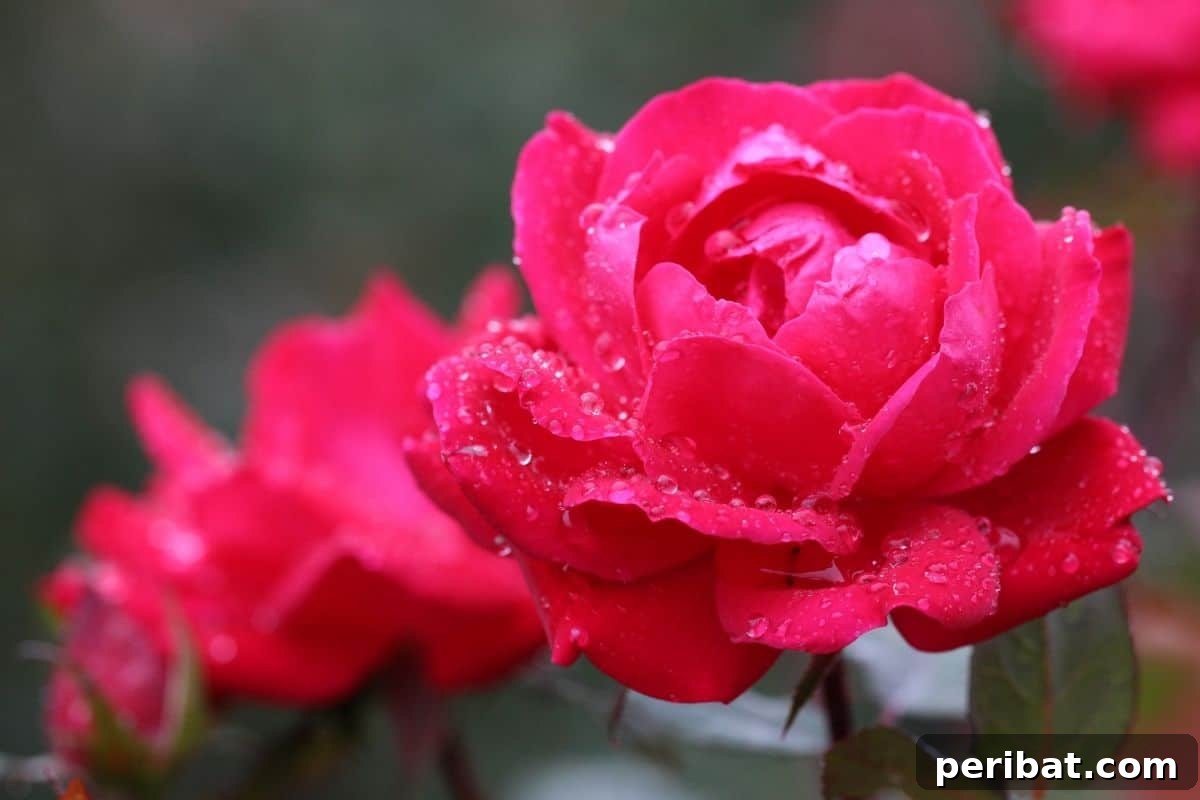 Effortless Blooms for Every Gardener 50 knock out roses in the garden with raindrops