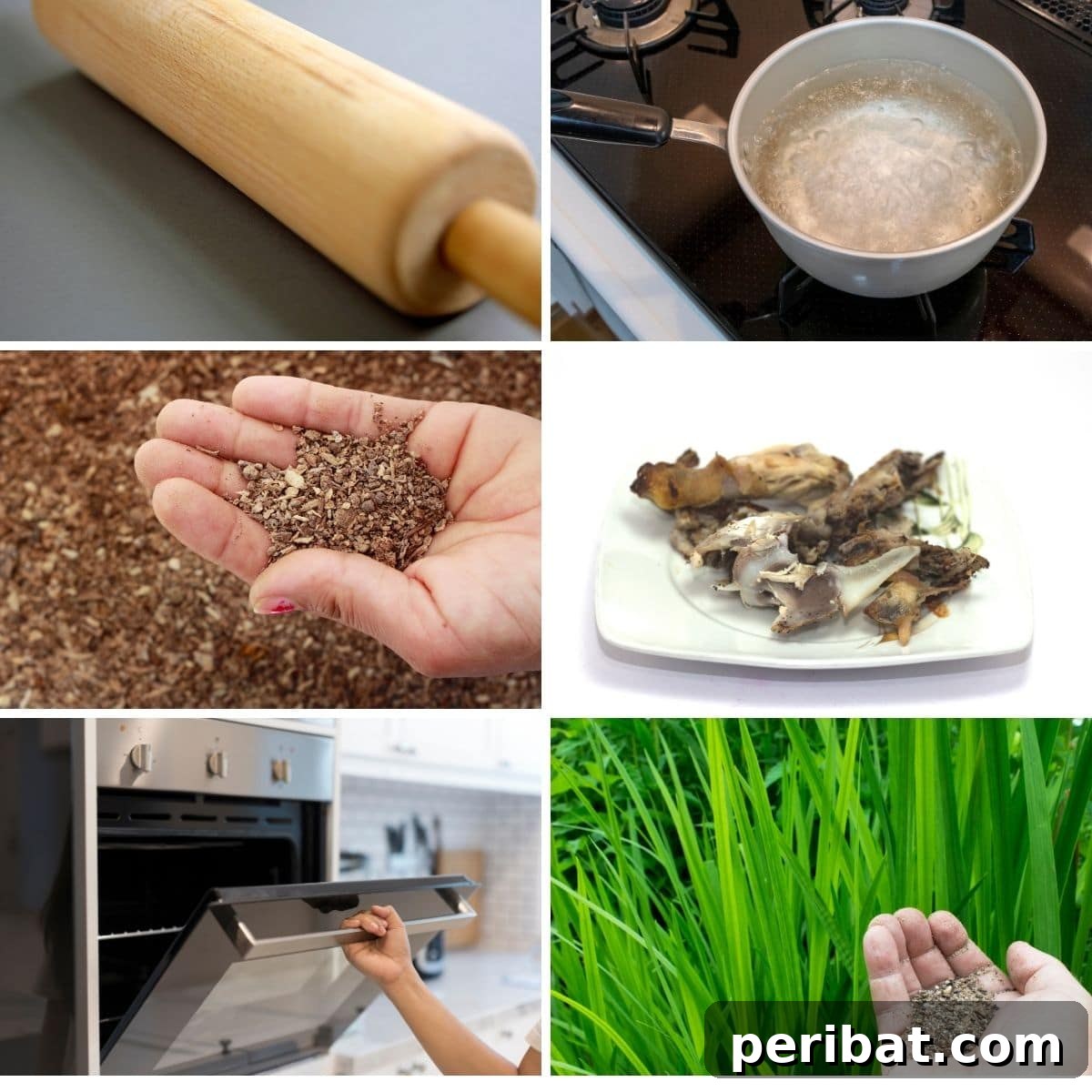 Supercharge Your Garden: DIY Bone Meal for Bumper Harvests 2 Images demonstrating steps to make bone meal fertilizer.