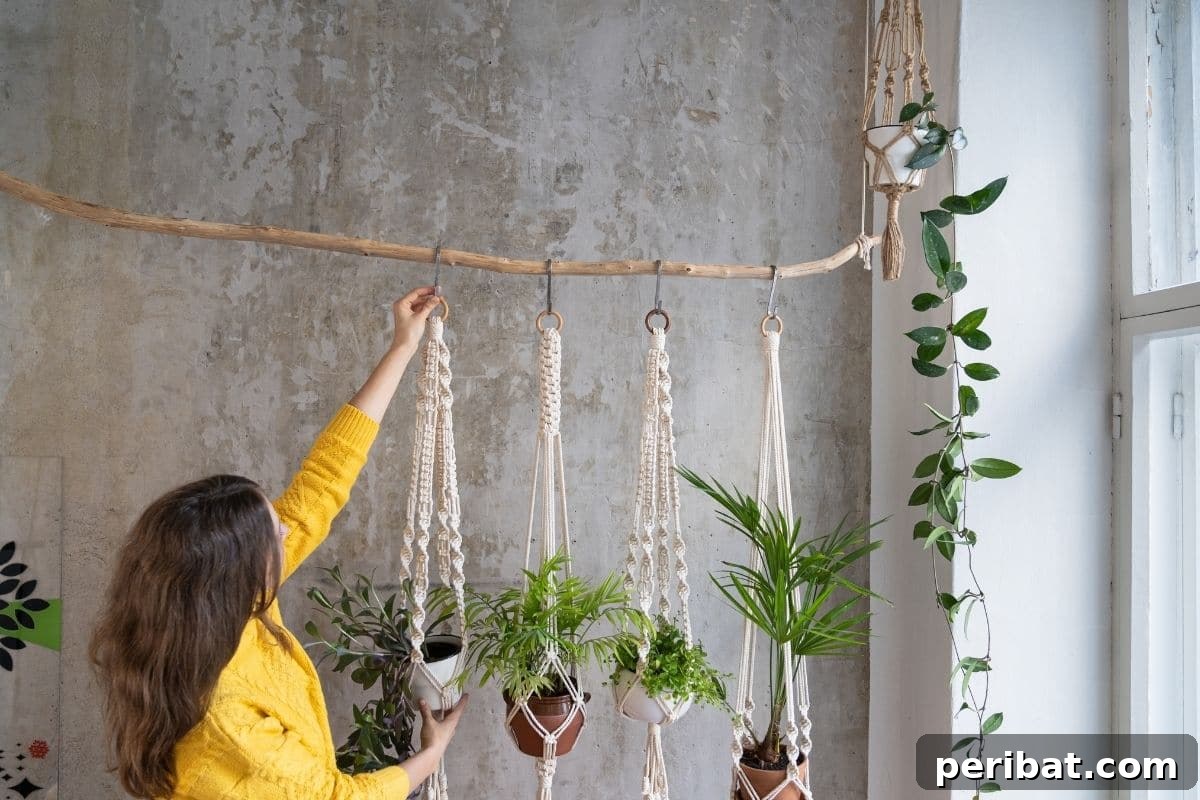 Vertical Oasis: 18 Creative Hanging Plant Ideas for Compact Living 5 branch or twig plant hanger