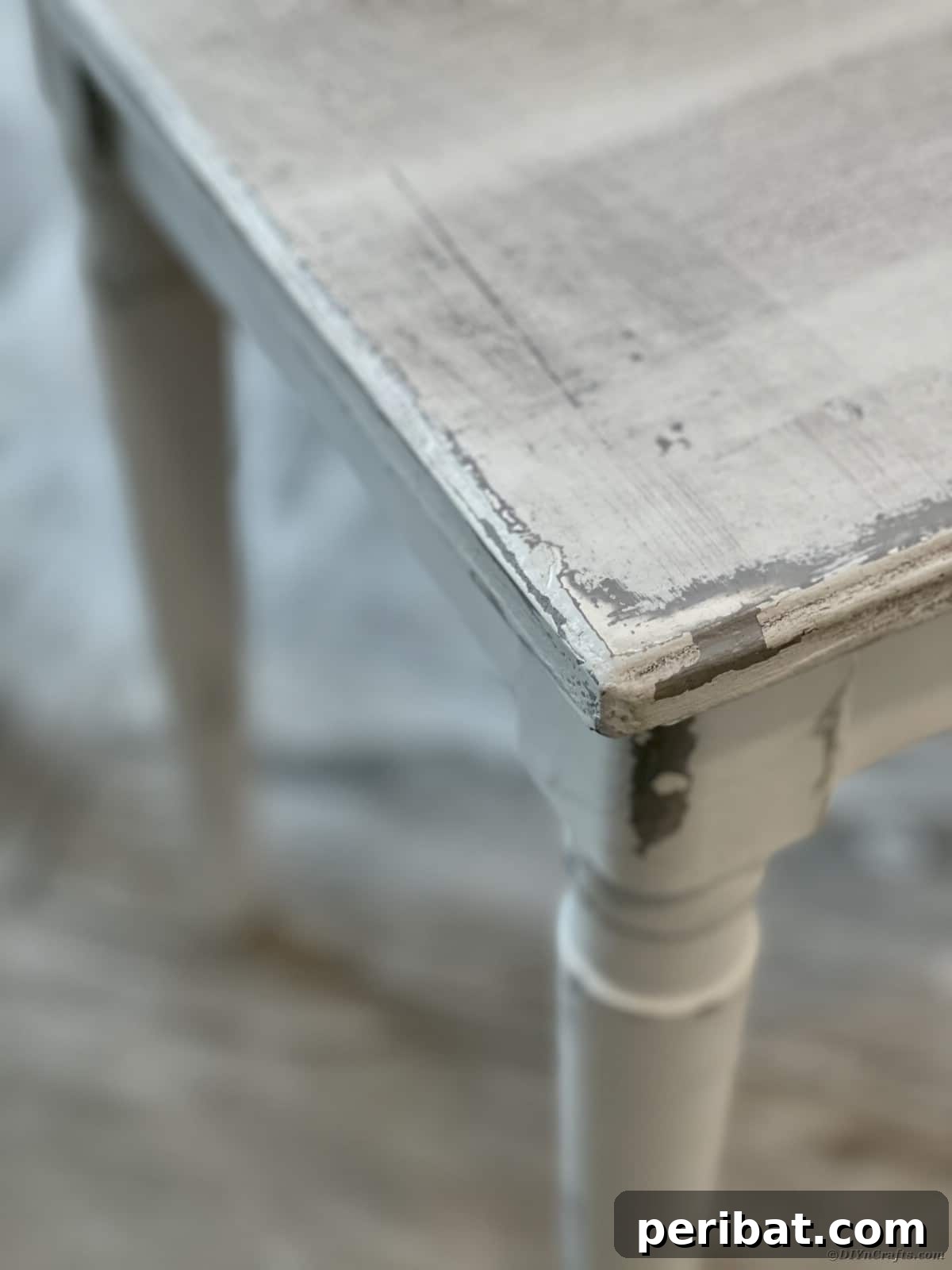 A fully distressed wooden bench, showcasing the final rustic, aged look