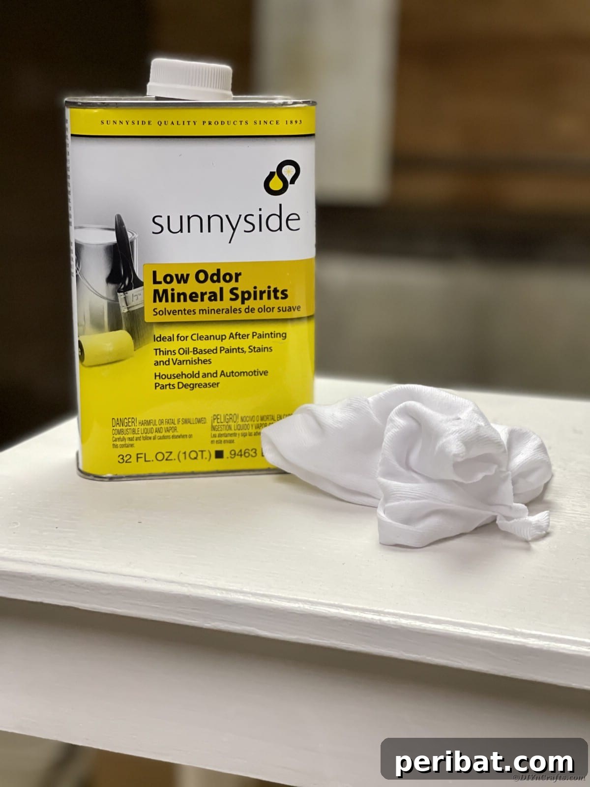 Cleaning furniture with mineral spirits using a lint-free cloth