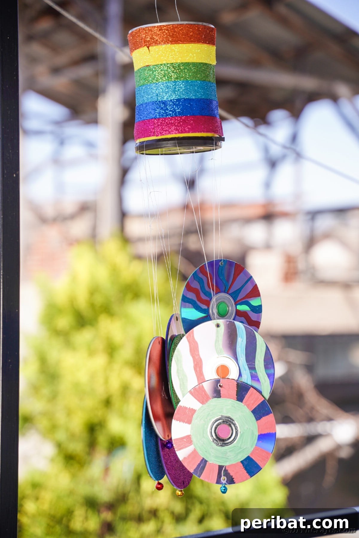 Sparkling Repurposed Garden Melody 30 Rainbow wind chime by gutter