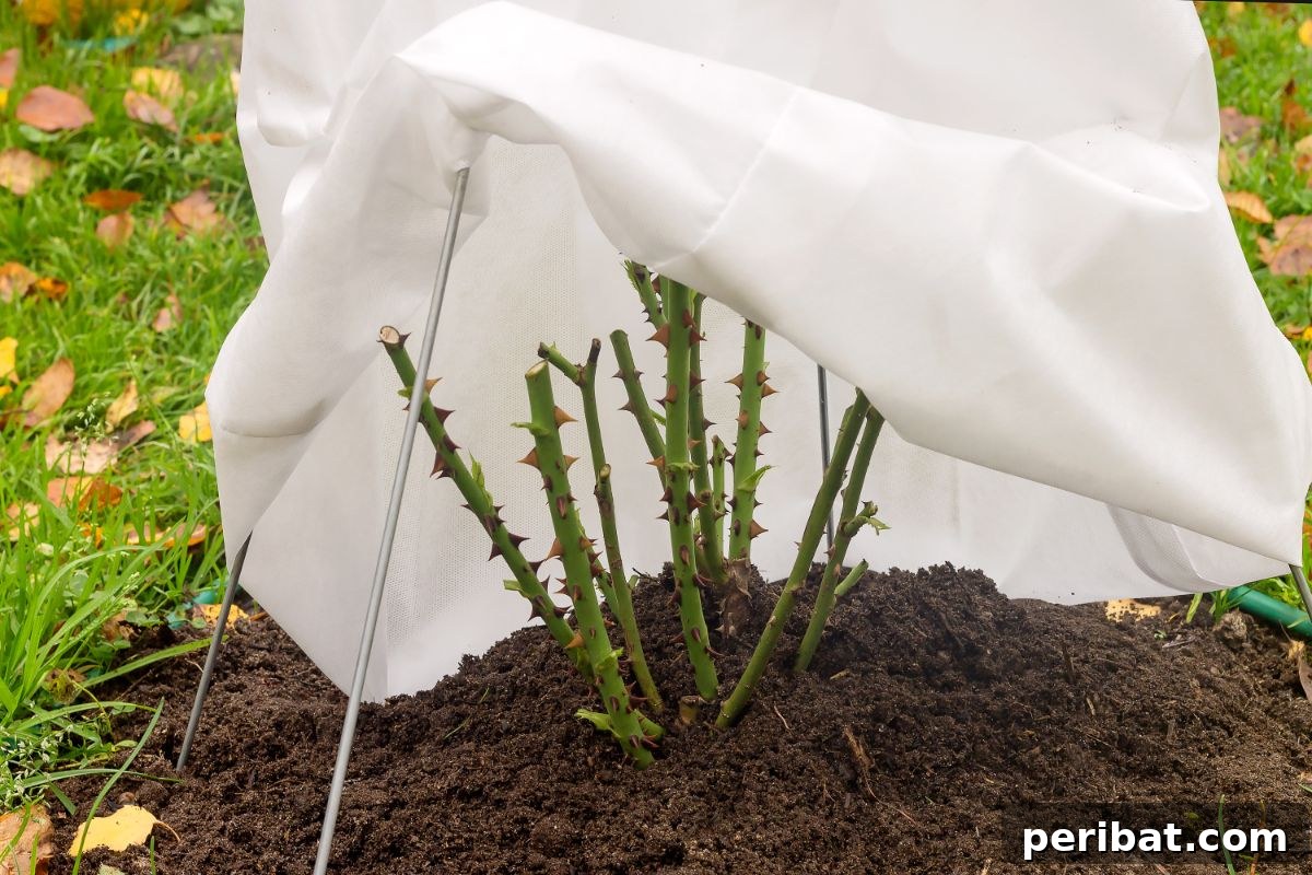 Secrets to a Thriving Rose Garden 6 roses covered in white plastic to protect from extreme weather