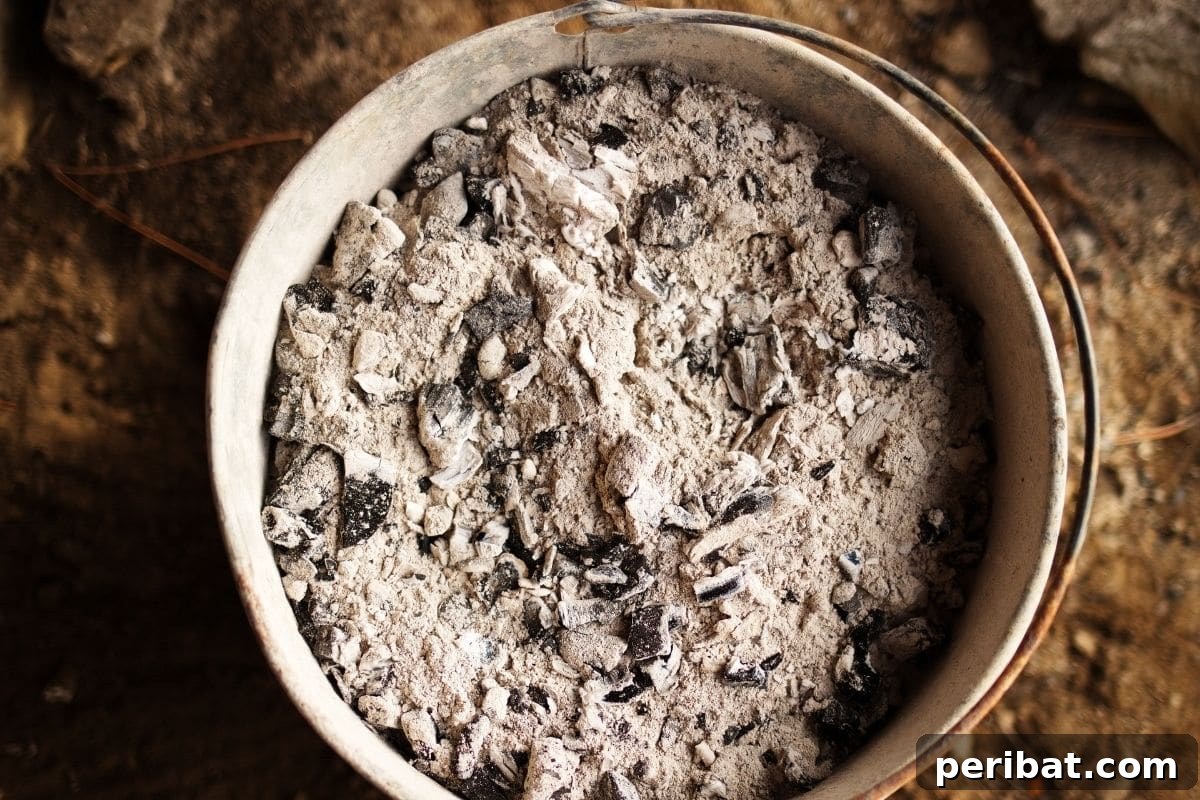 Boost Your Garden: 5 Wood Ash Uses and Storage Guide 7 Wood ash stored securely in a metal bin