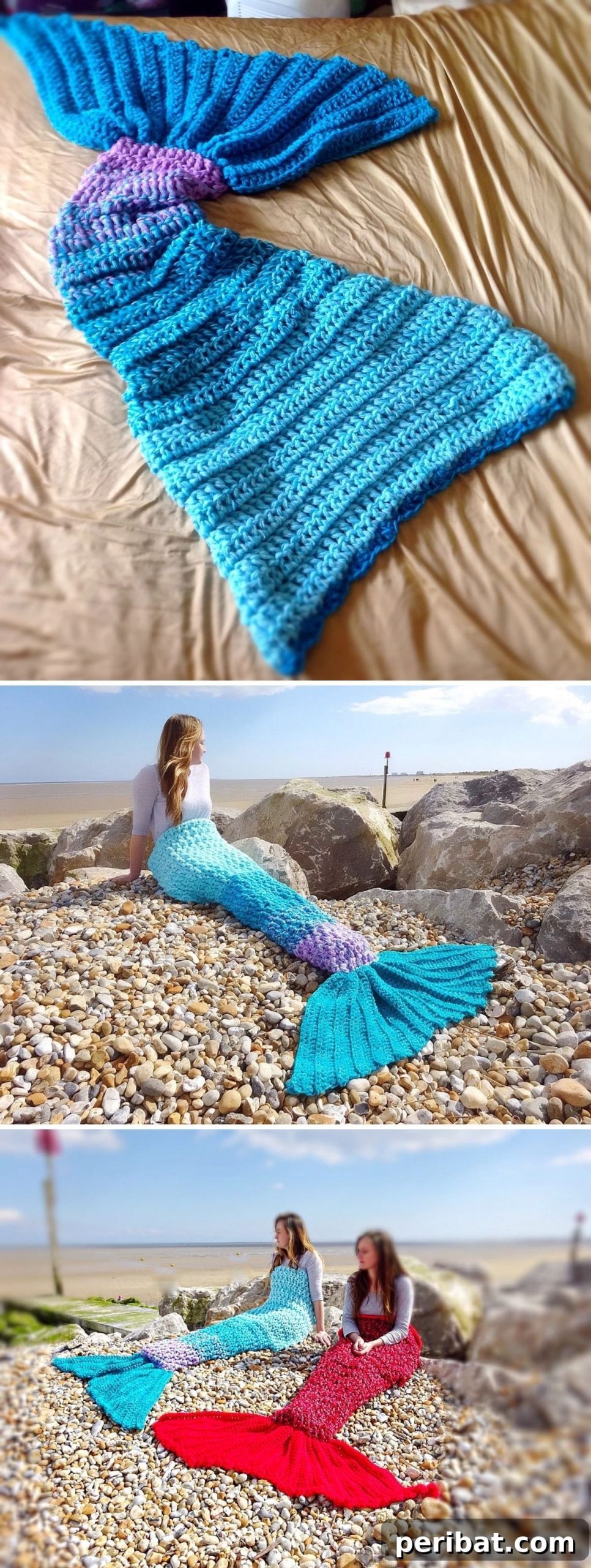 Craft a Free Adult Mermaid Lapghan Pattern for Cozy Evenings 3 Adult-Sized Mermaid Lapghan collage