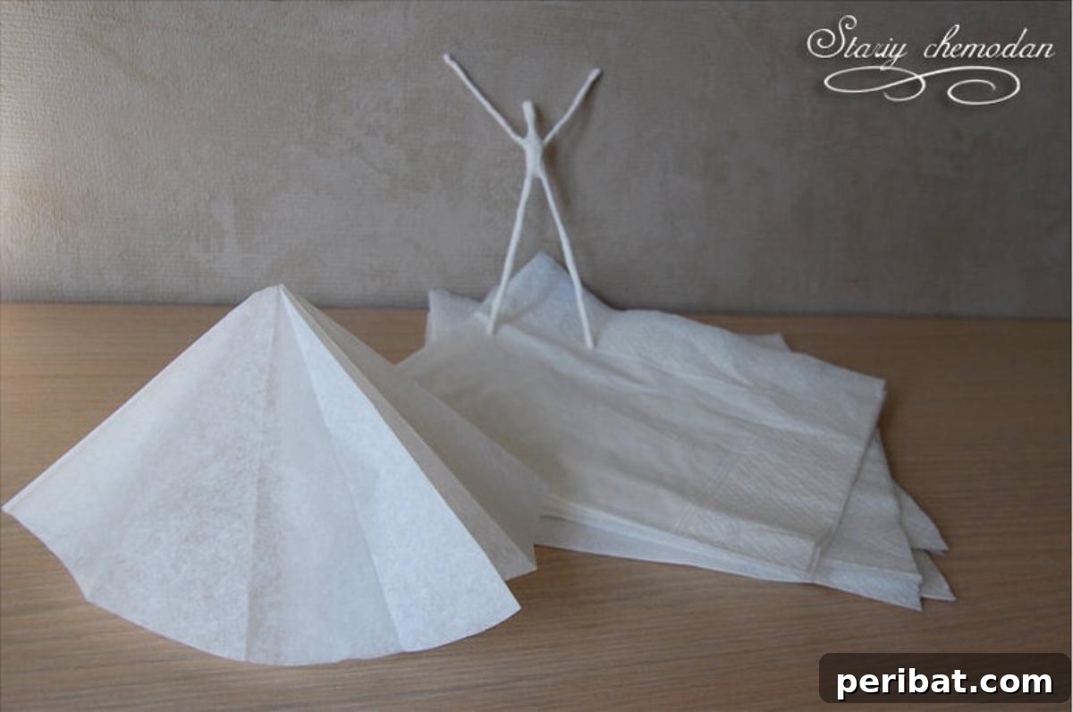 Transform Wire and Napkins into Dancing Ballerinas 7 Step 5 - How to Make Dancing Ballerinas from Wire and Napkins: The Mummified Figure