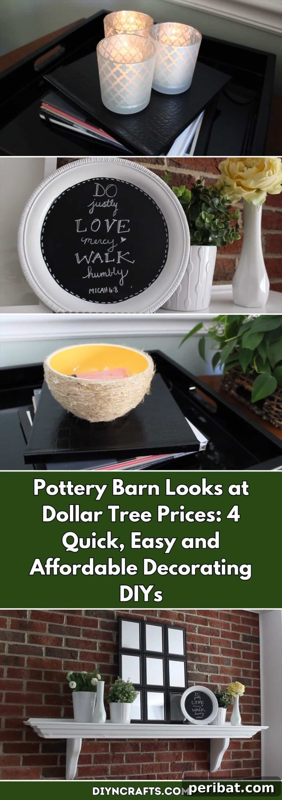 Designer Decor on a Dollar Store Budget: 4 Simple DIY Projects 2 Pottery Barn Looks at Dollar Tree Prices: 4 Quick, Easy and Affordable Decorating DIYs