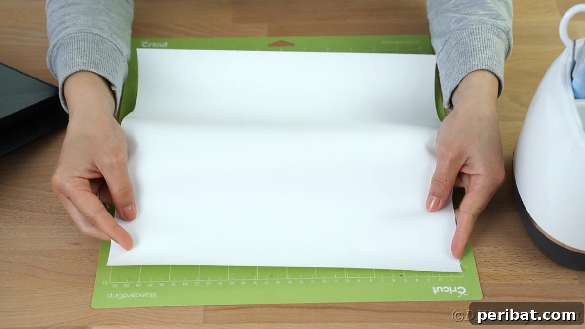Spreading vinyl on Cricut mat