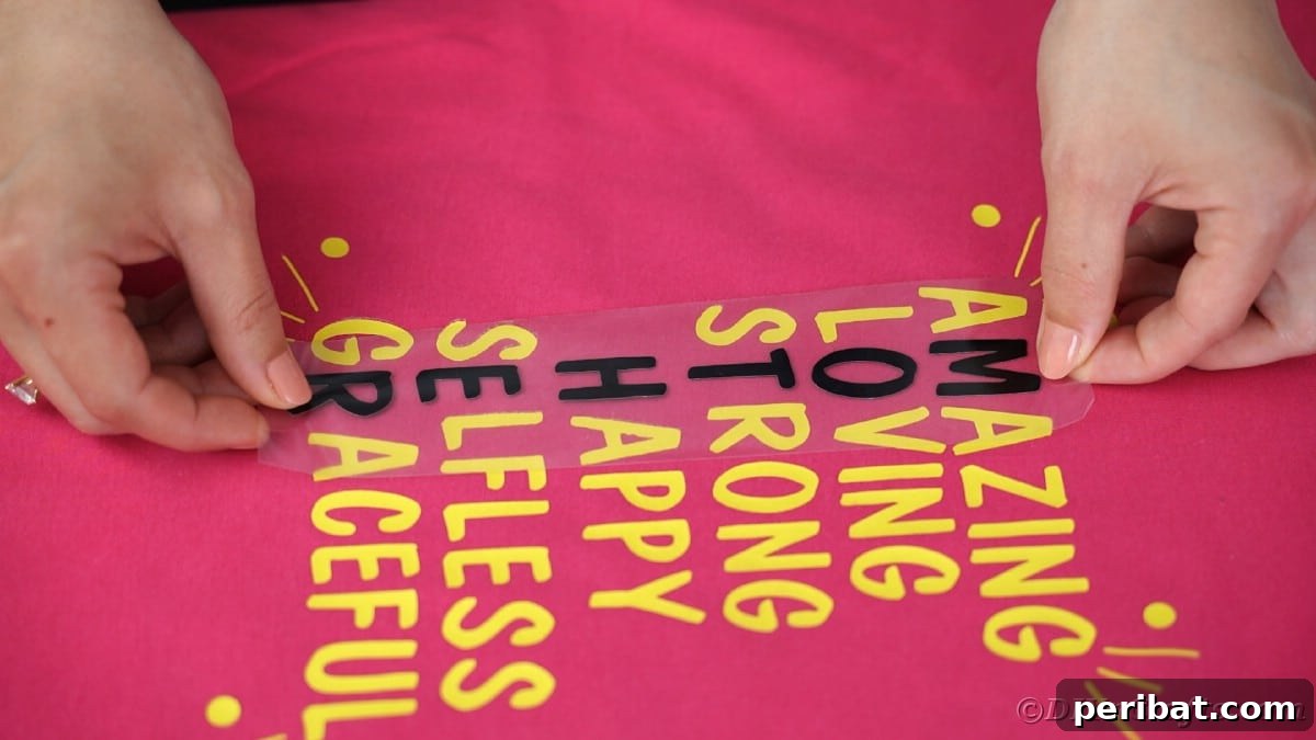 Placing black letters between yellow letters on the t-shirt for 'Amazing Mom'