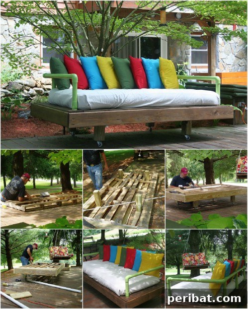 35 Creative Outdoor Pallet Ideas for Every DIY Skill Level 6 DIY Pallet Day Bed with PVC Rail