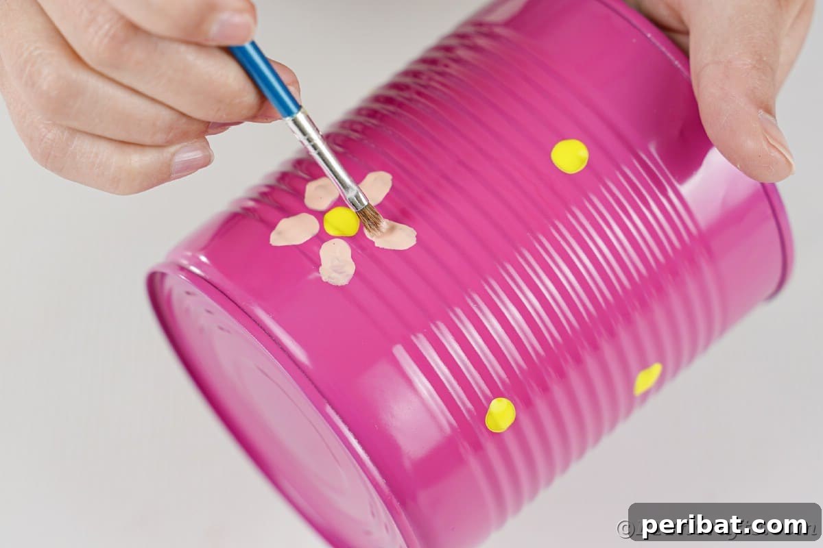 Adding pink petals to yellow flowers on pink can