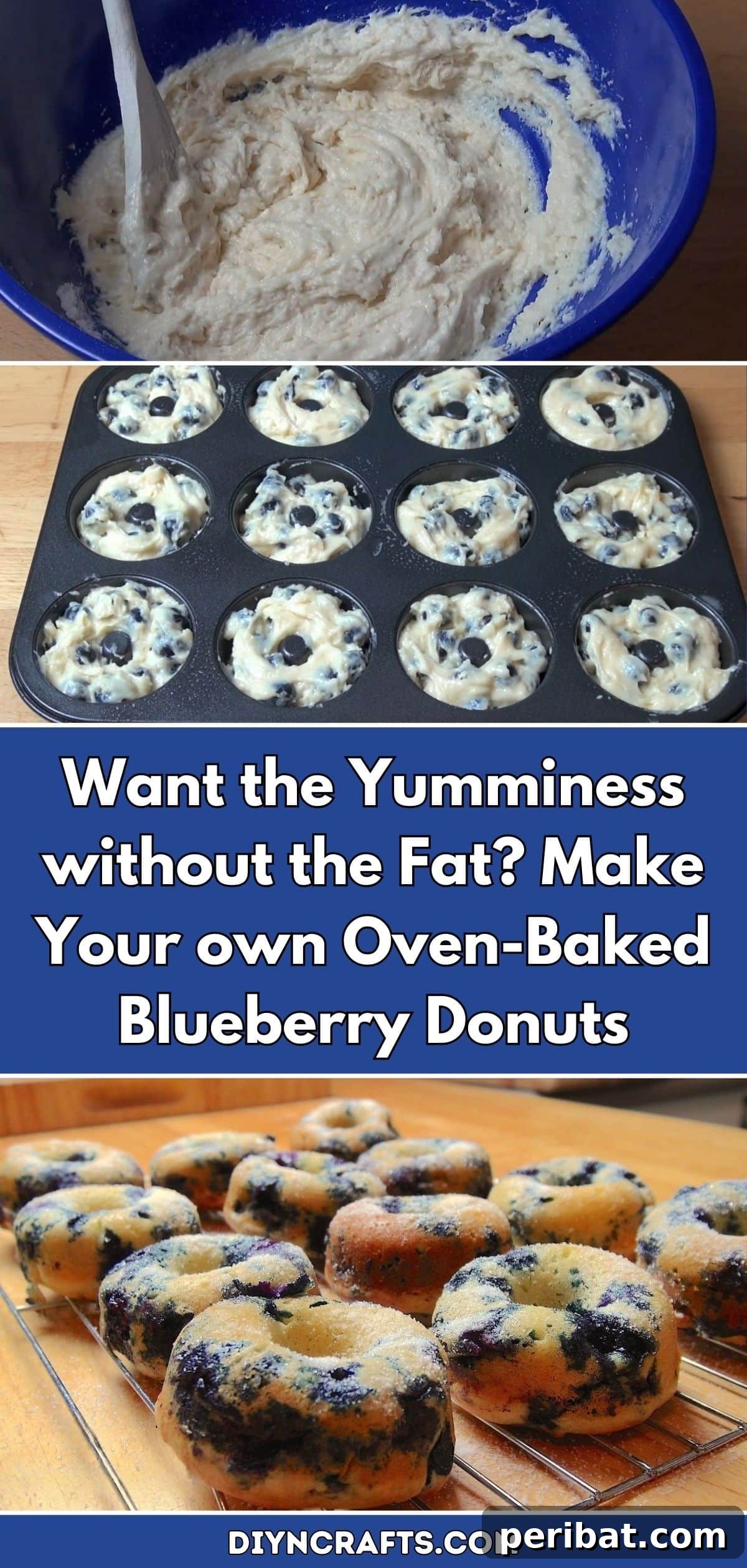 Bake Your Own Light and Luscious Blueberry Donuts 2 Want the Yumminess without the Fat? Make Your own Oven-Baked Blueberry Donuts pinterest image