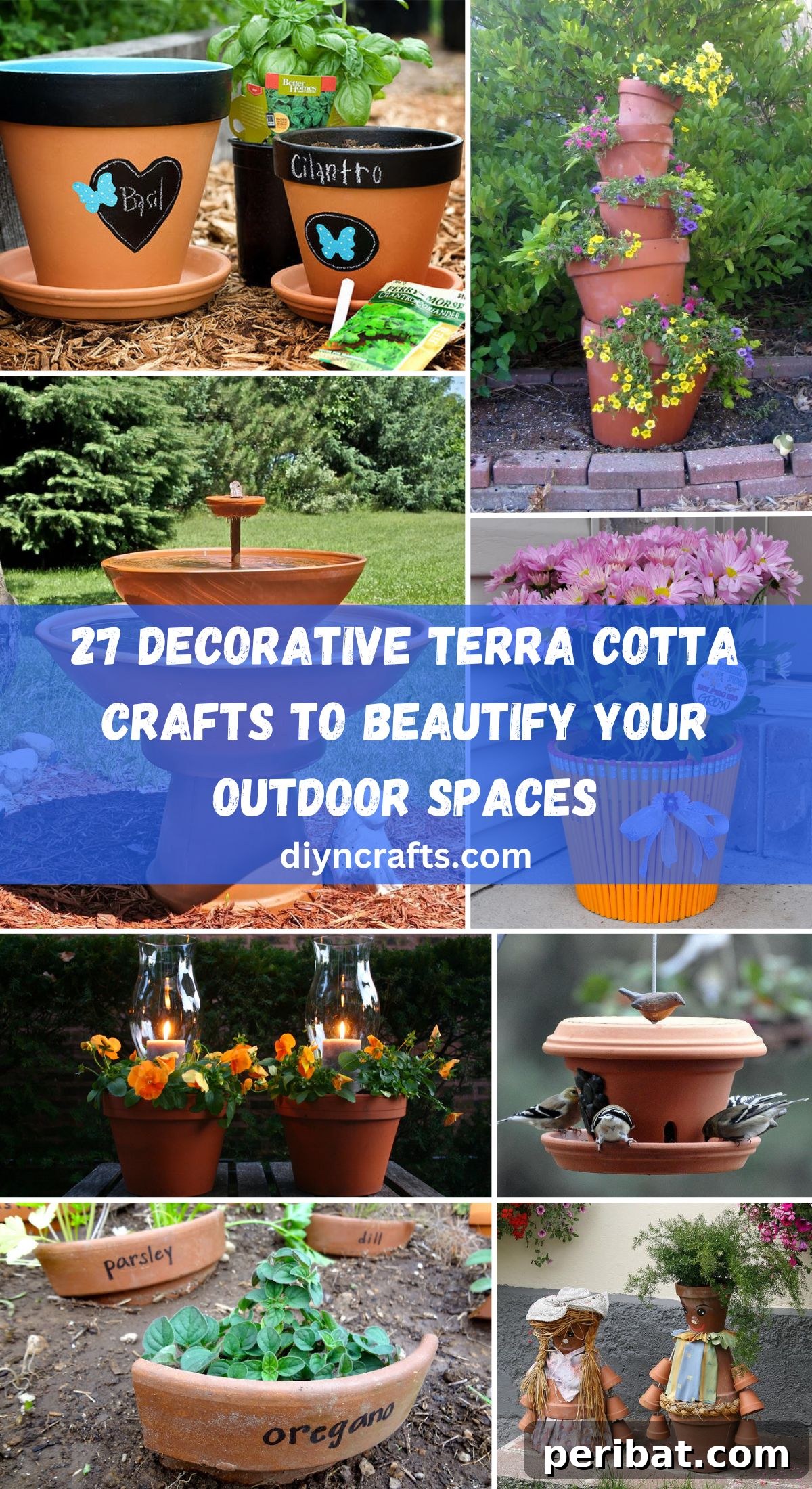 27 Terracotta Crafts to Elevate Your Outdoor Decor 2 A collage of 27 creative and decorative terra cotta craft ideas to beautify your outdoor living spaces.