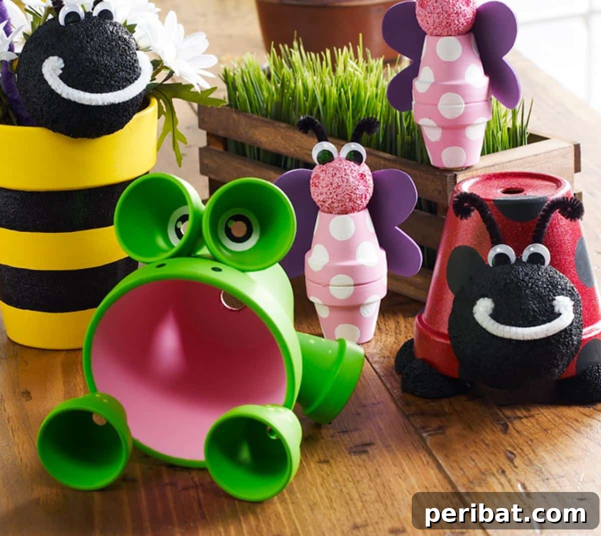 27 Terracotta Crafts to Elevate Your Outdoor Decor 23 Clay Pot Critters, a playful assortment of garden decorations made from painted terra cotta pots.