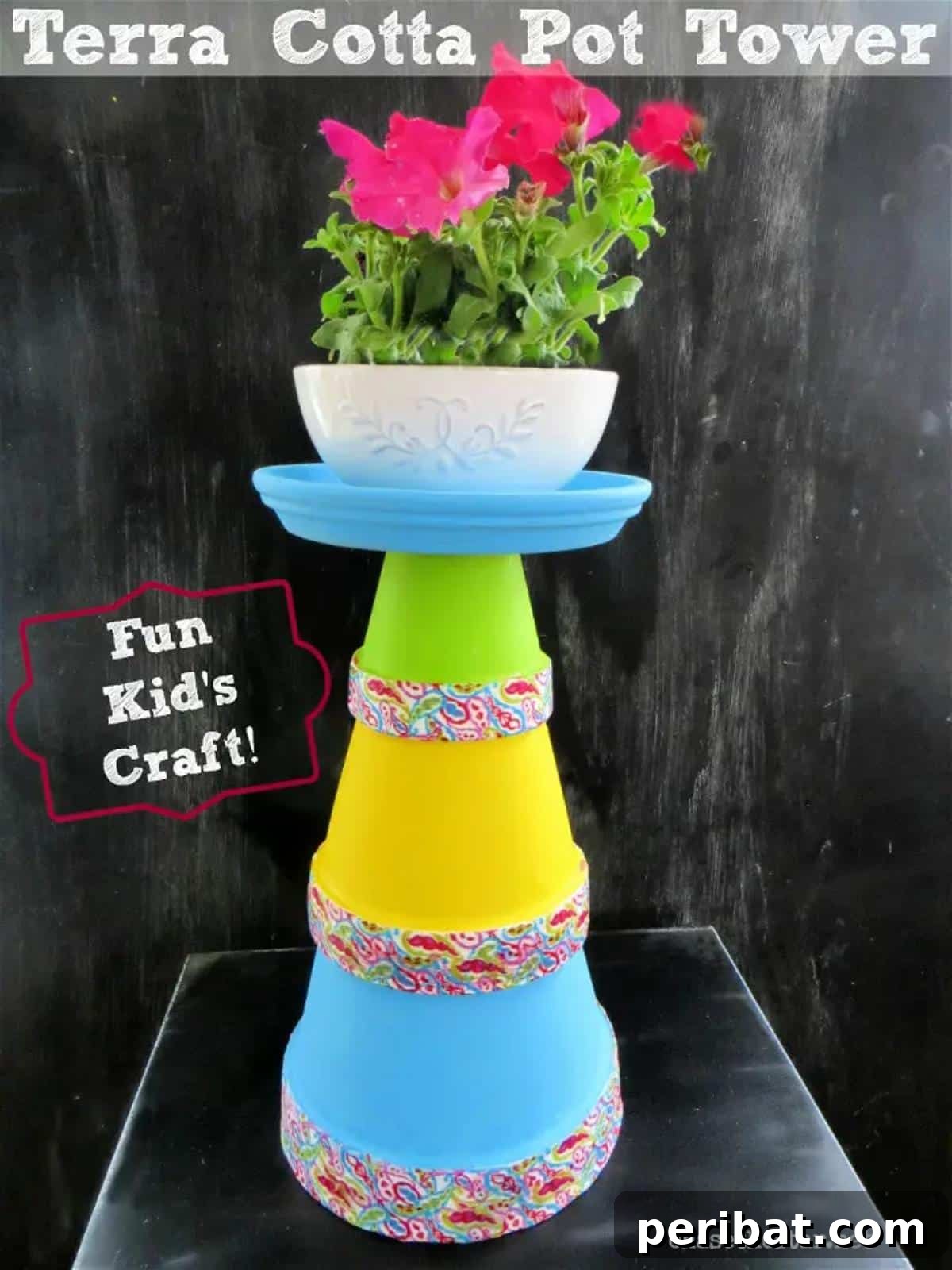 27 Terracotta Crafts to Elevate Your Outdoor Decor 28 DIY Pot Tower, showcasing a simple, decorative tower created by stacking terra cotta pots.