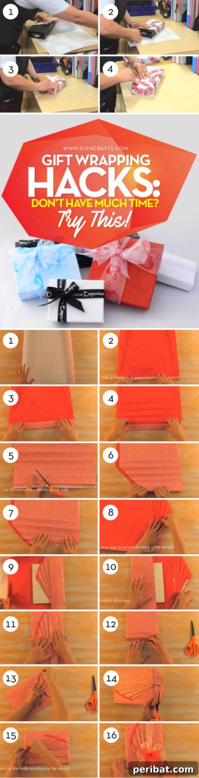 Last Minute Gift Wrapping Tips 2 Gift Wrapping Hacks: Don’t Have Much Time? Try This! collage