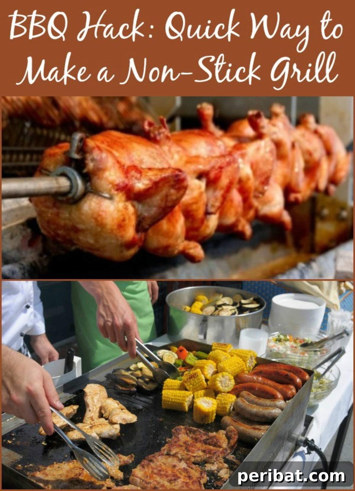 Foolproof BBQ Hack for a Non-Stick Grill 2 BBQ Hack: Quick Way to Make a Non-Stick Grill.. pinterest image