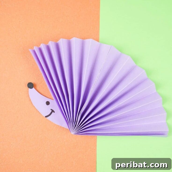 Purple fan hedgehog, perfect for fall crafts