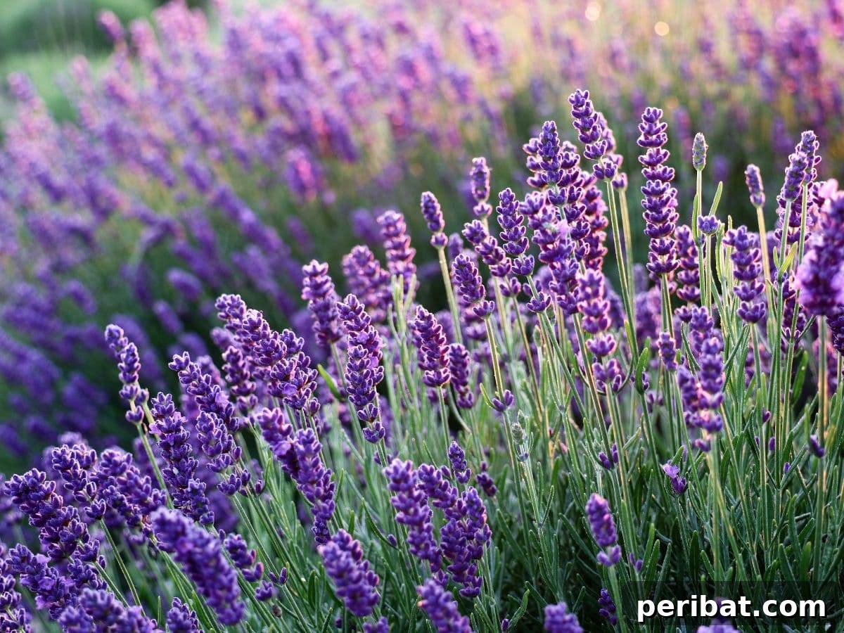 Vibrant purple lavender in a field