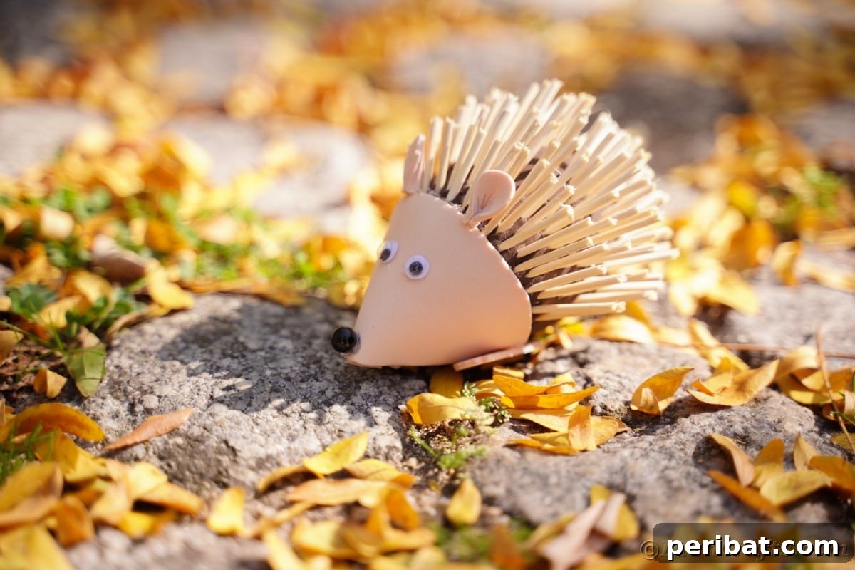 Rustic Foam Hedgehog: An Easy Autumn Craft for Kids 18 Toy hedgehog sitting on rocks