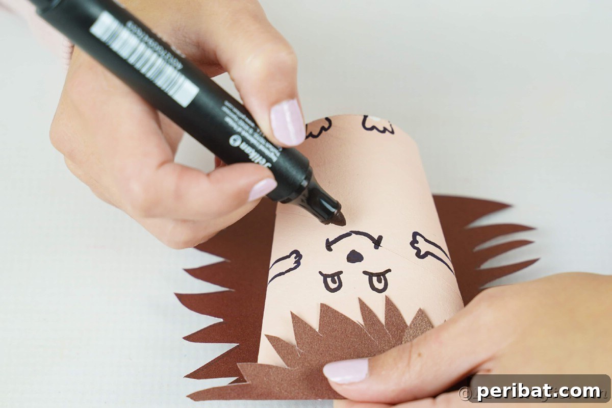 Charming Toilet Paper Roll Hedgehogs for Autumn 17 Hand drawing face on paper hedgehog