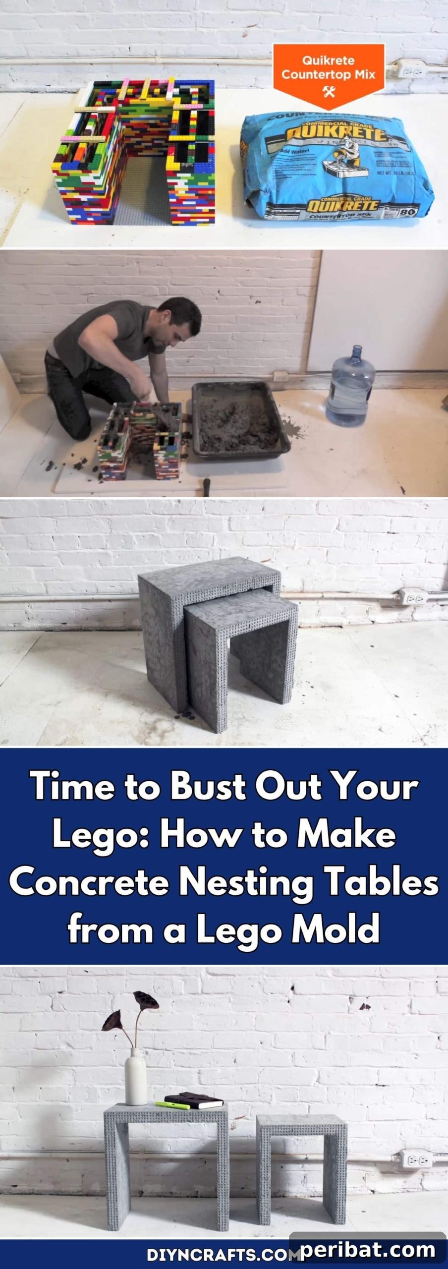 Time to Bust Out Your Lego: How to Make Concrete Nesting Tables from a Lego Mold pinterest image